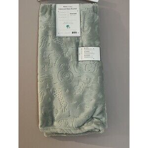 Just Imagine Safari Embossed Baby Blanket Light Green Snuggly Lion Giraffe Zebra